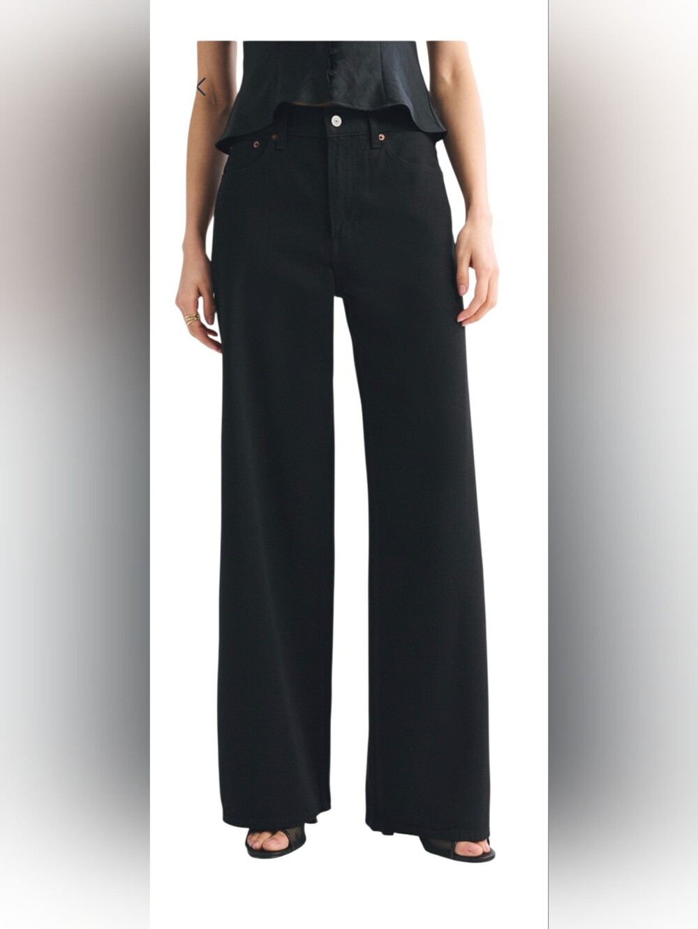 Abercrombie & Fitch Black High-Rise Wide Leg Jeans 32S